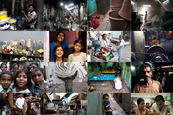 image of different types of people  in slum areas.